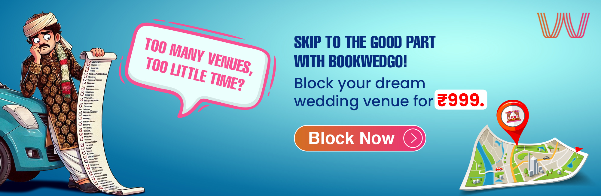 Book Your wedding venue in just 999/- at Book wed go